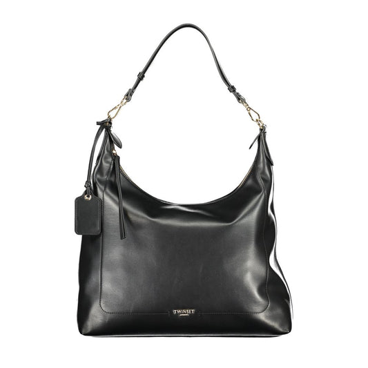 Mini Evening Crescent Handbag by Twinset for women in polyethylene black & signature presents a ornamental silhouette, showcasing a secure zipper, ample document-holder & internal-pockets, and versatile shoulder-strap, adjustable-strap & handle for a ornamental finish.