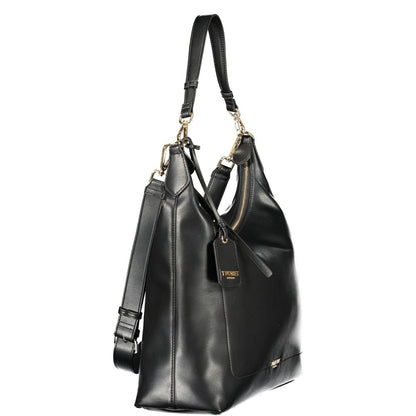 This Mini Evening Crescent Handbag by Twinset for women in polyethylene and black & signature presents a sculptural silhouette featuring a secure zipper, ample document-holder & internal-pockets, and versatile shoulder-strap, adjustable-strap & handle for a sculptural finish.