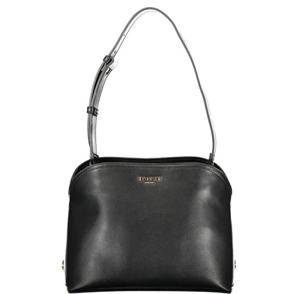 Shoulder Handbag by Twinset for women in polyurethane leather black & brown features a signature silhouette, showcasing a secure and signature with versatile shoulder-strap for a sophisticated look.