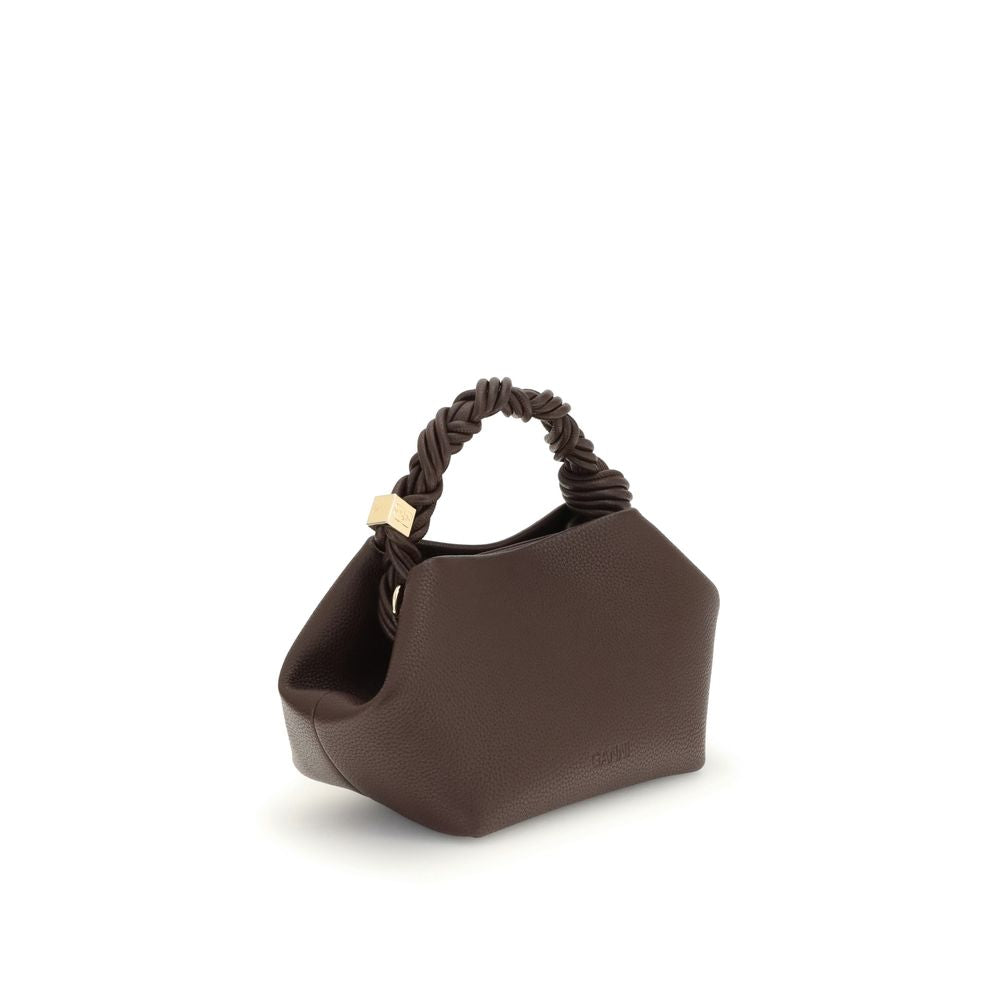 Small Handbag by Ganni for women in polyester & polyurethane brown features a signature silhouette, showcasing a secure magnetic and signature with versatile shoulder-strap, adjustable-strap & handle for a sophisticated look.