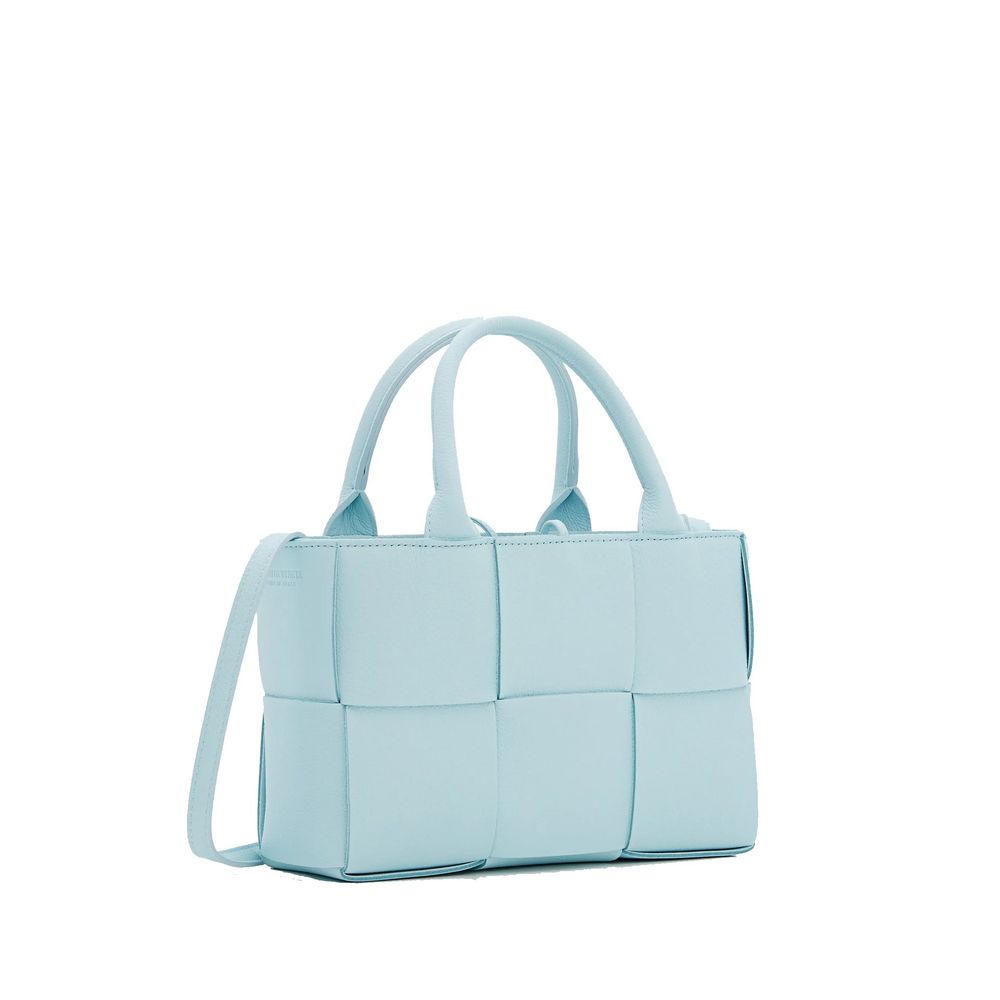 Pouch Tote Bag by Bottega Veneta for women in polyester blue & signature showcases a statuesque Polyester Pouch Tote Bag design, featuring a secure , ample , and versatile handle for a statuesque finish.