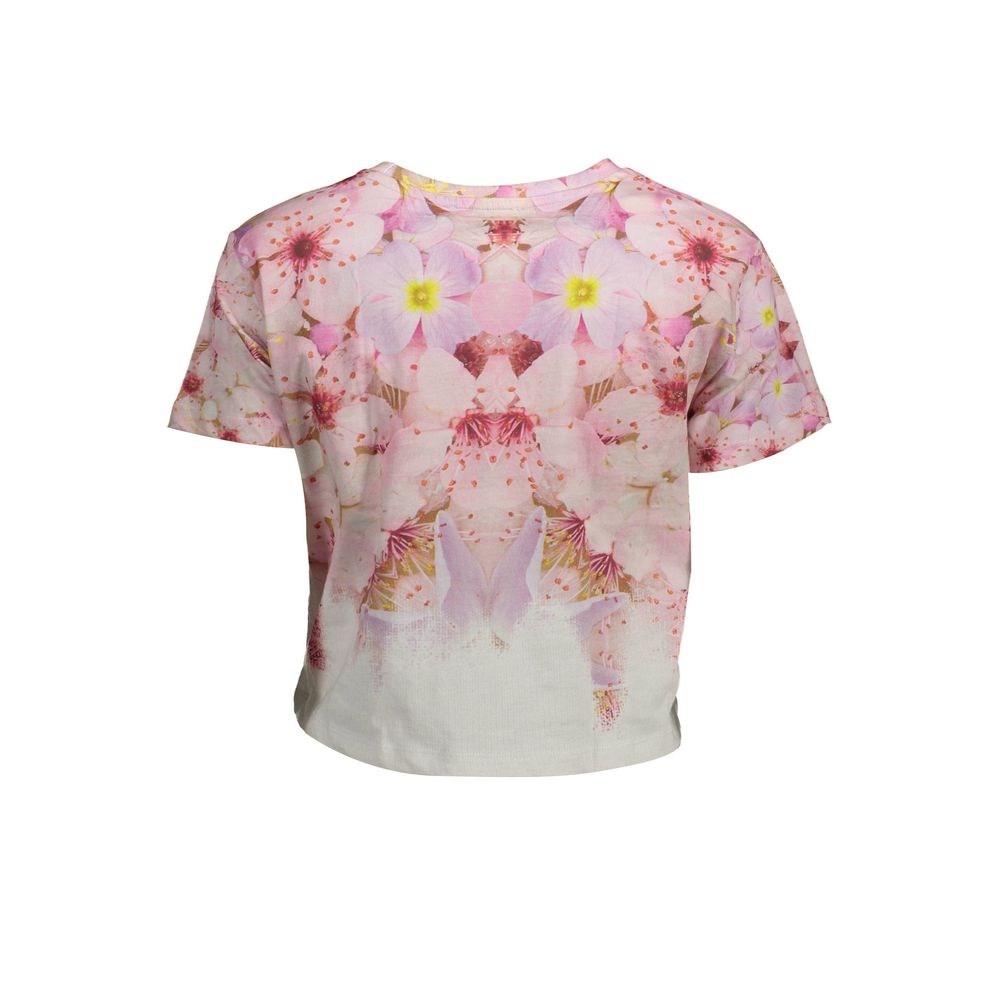 T-Shirt by Desigual for women in cotton pink showcases a fashionable silhouette, elegantly detailed with a fashionable and for a sophisticated, high-fashion look.