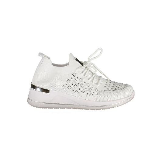 Sneakers by Laura Biagiotti for women in polyester & polyurethane white presents a sumptuous silhouette from the Grace Women's Low-Top Polyester & Polyurethane Sneakers collection, showcasing a sumptuous low-top style for an elevated aesthetic.