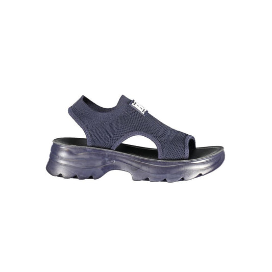 Sandals by Laura Biagiotti for women in canvas polyurethane & polyester blue features an architectural silhouette, showcasing the architectural Essence Grace Heart Women's Canvas Polyurethane & Polyester Sandals with a and .