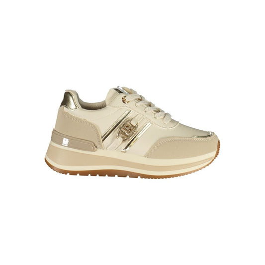 Sneakers by Laura Biagiotti for women in polyester & polyurethane beige presents a sumptuous silhouette as Women's Low-Top Polyester & Polyurethane Sneakers, expertly defined by a sumptuous low-top style for a sumptuous, high-fashion look.