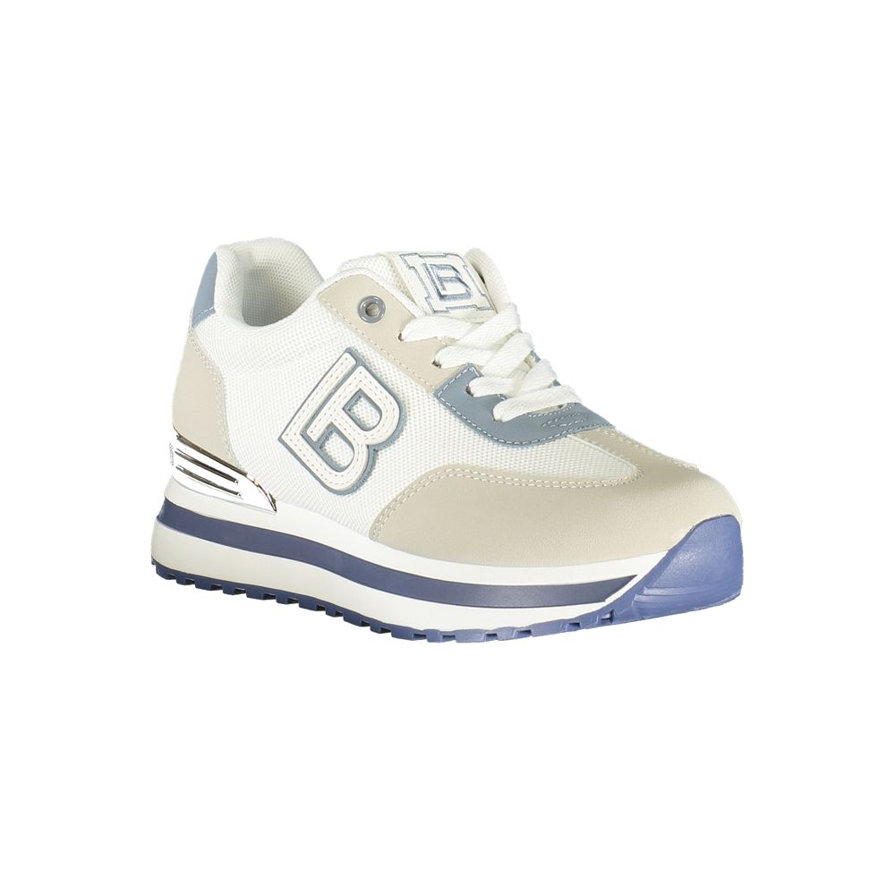 Sneakers by Laura Biagiotti for women in polyester & polyurethane white presents a sumptuous silhouette from the City Women's Low-Top Polyester & Polyurethane Sneakers collection, showcasing a sumptuous low-top style for an elevated aesthetic.