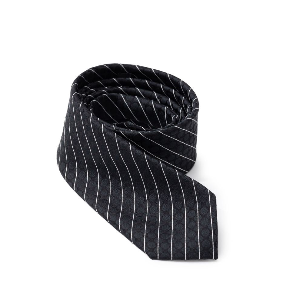 Necktie by Dolce & Gabbana for men in polyester & silk black & striped features a distinguished silhouette, perfectly showcasing the distinguished details of Polyester & Silk Necktie.
