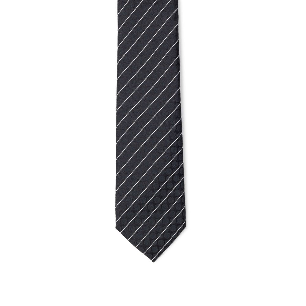 Necktie by Dolce & Gabbana for men in polyester & silk black & striped features an stately silhouette that beautifully highlights the sophisticated style of the Polyester & Silk Necktie.