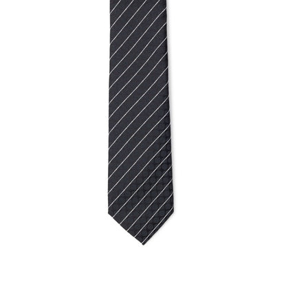 Necktie by Dolce & Gabbana for men in polyester & silk black & striped features an stately silhouette that beautifully highlights the sophisticated style of the Polyester & Silk Necktie.