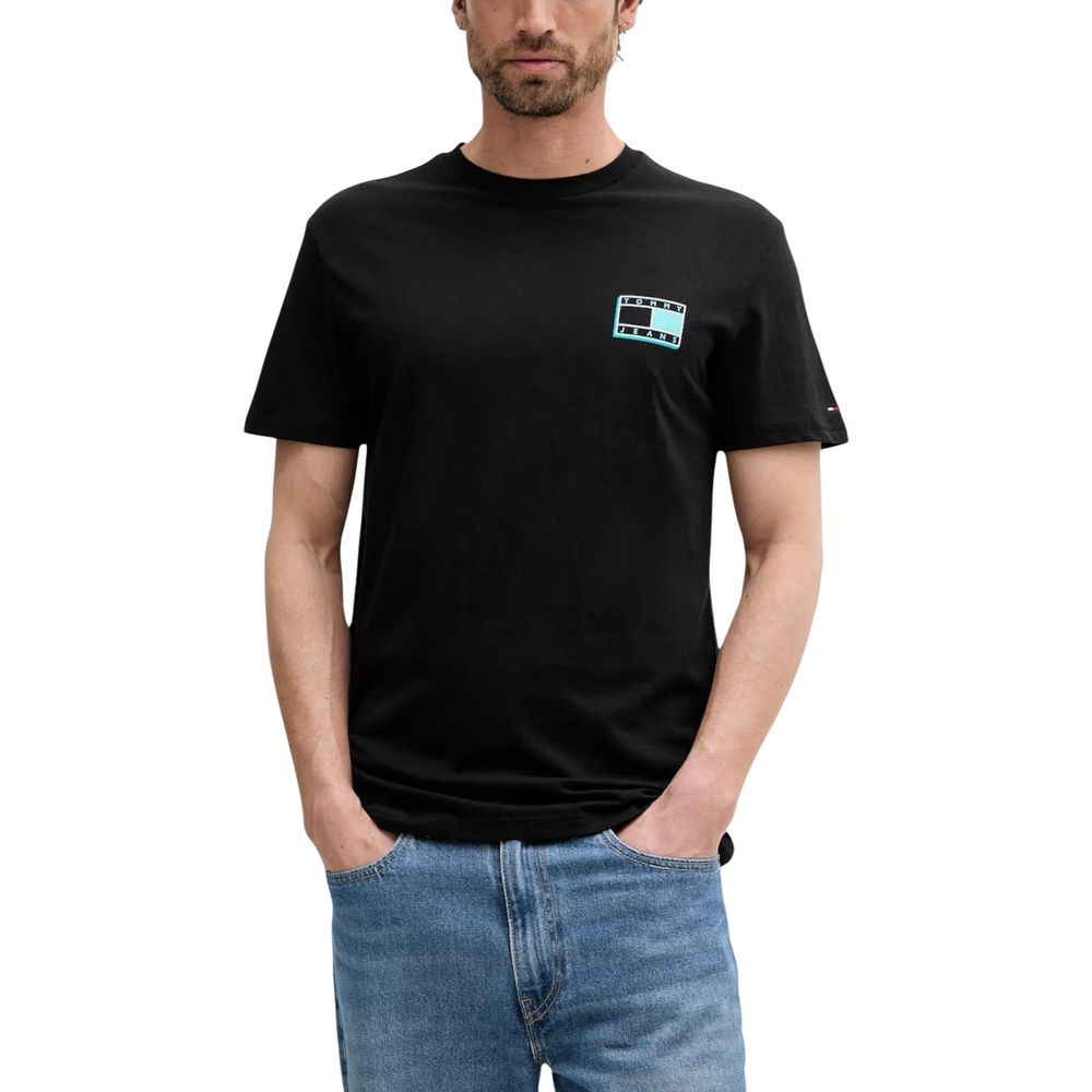 T-Shirt by Tommy Hilfiger Jeans for men in cotton black showcases a unassuming silhouette, artfully detailed with a refined and unassuming for a sophisticated, contemporary look.