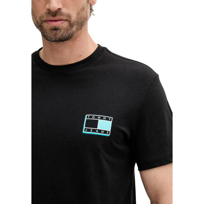 T-Shirt by Tommy Hilfiger Jeans for men in cotton black showcases a chic silhouette, artfully detailed with a chic and for a chic finish.