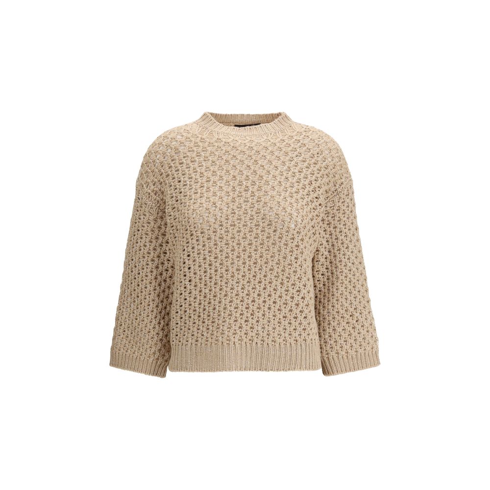 Sweatshirt by Fabiana Filippi for women in polyester capra leather & wool beige presents a smart casual silhouette, featuring a smart casual crew neckline and for a sophisticated look.
