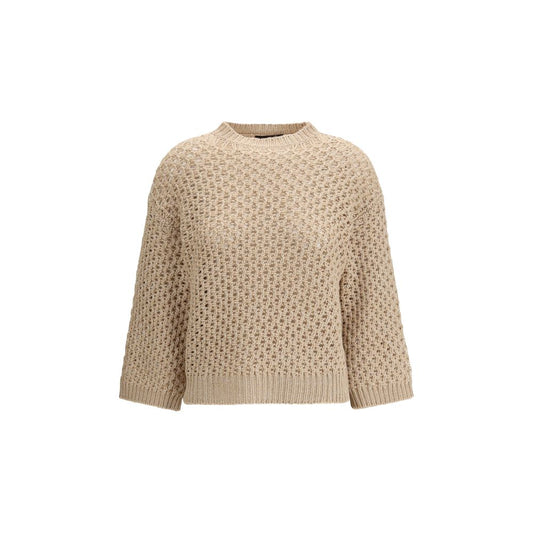 Sweatshirt by Fabiana Filippi for women in polyester capra leather & wool beige presents a smart casual silhouette, featuring a smart casual crew neckline and for a sophisticated look.