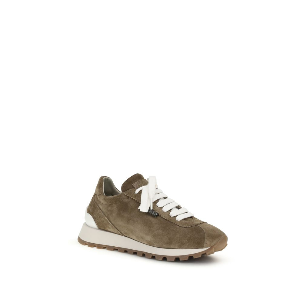 Sneakers by Brunello Cucinelli for women in bos taurus calf suede leather brown features an fashionable silhouette, showcasing the premium Women's Fashion Bos Taurus Calf Suede Leather Sneakers in a fashionable fashion style that offers a fashionable finish for refined style.