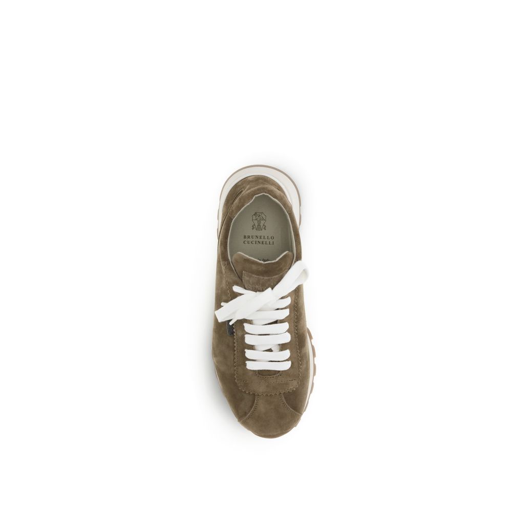 Sneakers by Brunello Cucinelli for women in bos taurus calf suede leather brown features an versatile design from the Women's Fashion Bos Taurus Calf Suede Leather Sneakers collection, highlighting a versatile fashion style for a premium, high-fashion look.
