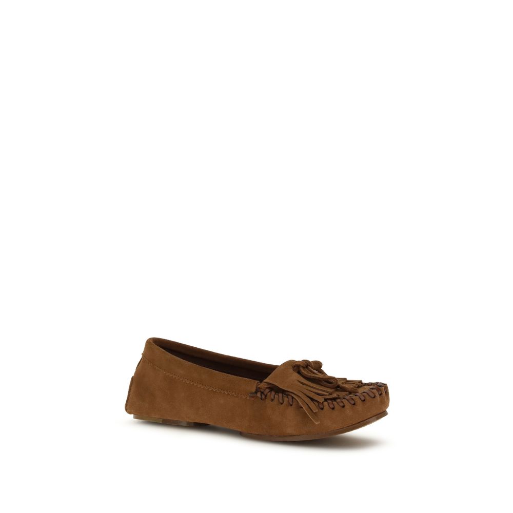 Flat Loafer Slip-On Shoes by Paris Texas for women in bos taurus calf leather brown features an ergonomic silhouette, perfectly showcasing Women's Bos Taurus Calf Leather Flat Loafer Slip-On Shoes with its distinct flat and elegant .