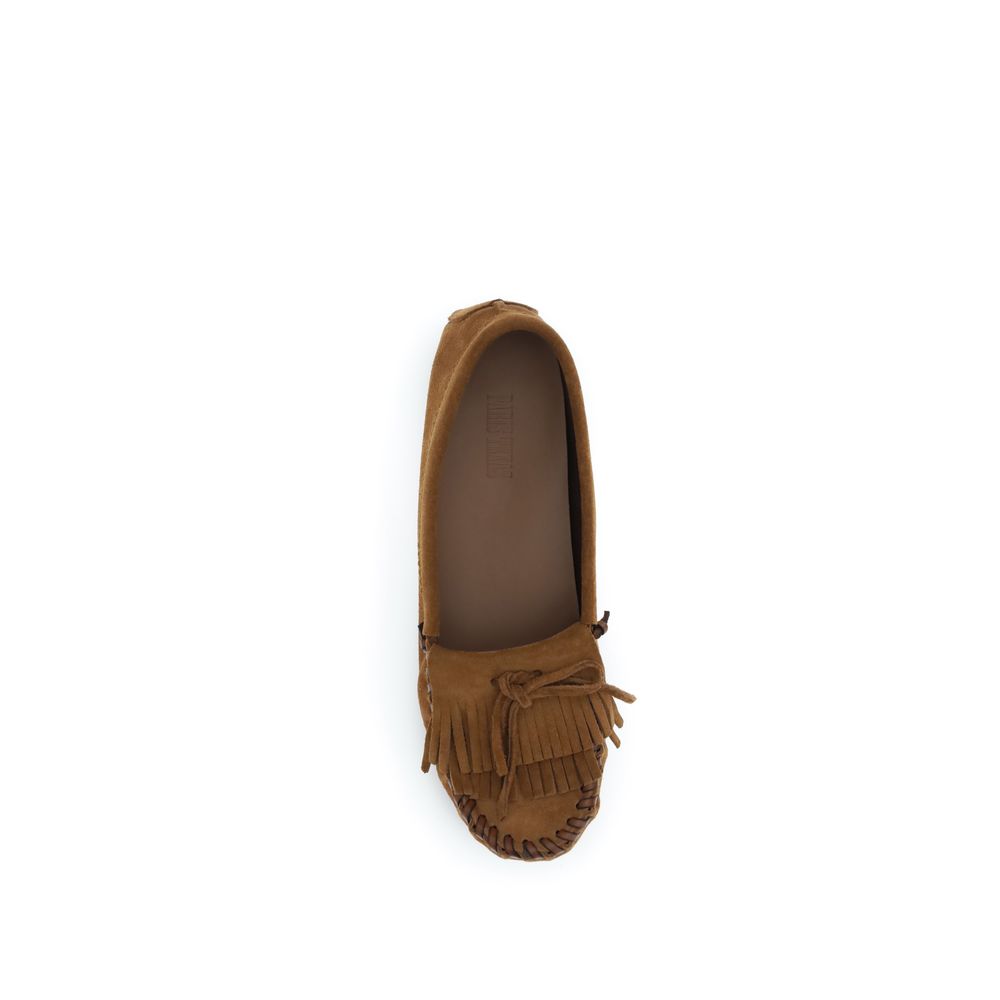 Flat Loafer Slip-On Shoes by Paris Texas for women in bos taurus calf leather brown showcases a timeless silhouette from the Women's Bos Taurus Calf Leather Flat Loafer Slip-On Shoes collection, featuring a timeless flat and for a timeless finish.