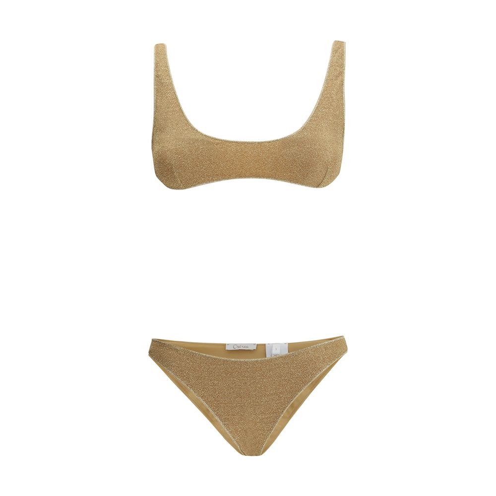 One-Piece Swimsuit by Oséree for women in polyamide gold & patterned showcases a captivating silhouette, artfully capturing the essence of the captivating Women's Polyamide One-Piece Swimsuit design for a sophisticated look.