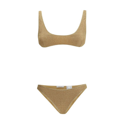 One-Piece Swimsuit by Oséree for women in polyamide gold & patterned showcases a captivating silhouette, artfully capturing the essence of the captivating Women's Polyamide One-Piece Swimsuit design for a sophisticated look.