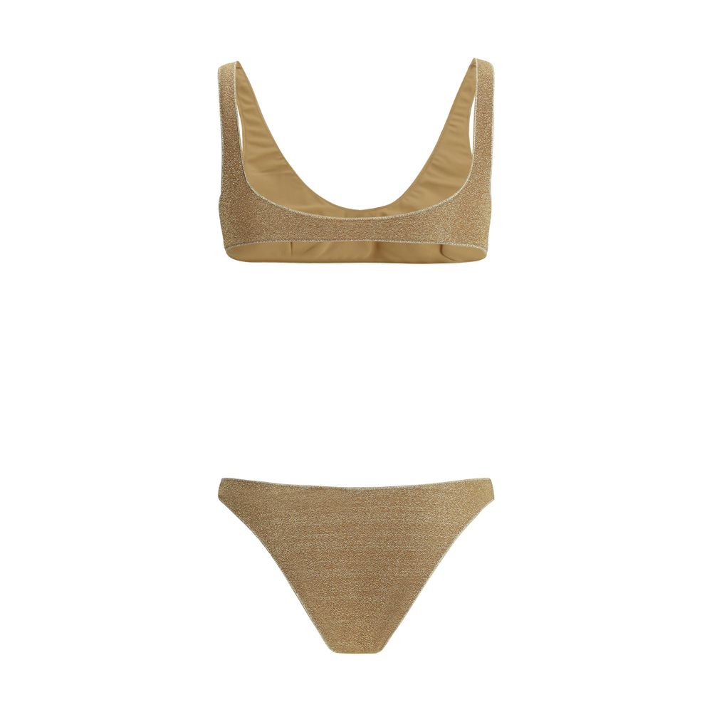 One-Piece Swimsuit by Oséree for women in polyamide gold & patterned features an magnificent silhouette that beautifully showcases the elegant Women's Polyamide One-Piece Swimsuit design with a magnificent fit.