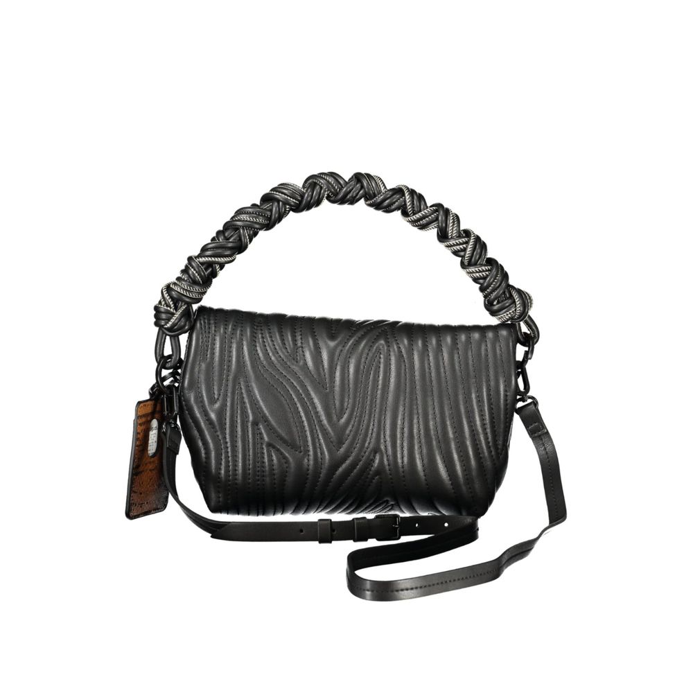 Handbag by Desigual for women in polyurethane canvas black features a signature silhouette, showcasing a secure and signature with versatile for a sophisticated look.