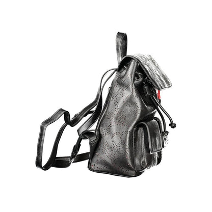 Backpack by Desigual for women in polyurethane black features a refined silhouette, showcasing the Polyurethane Backpack design with a secure , ample , and versatile backpack-strap.