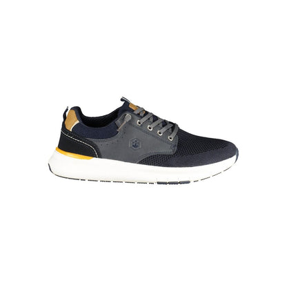 Athletic Sneakers by Lumberjack for men in polyester & polyurethane blue features an architectural silhouette, showcasing the premium athletic style of the Men's Athletic Polyester & Polyurethane Sneakers with an architectural finish.