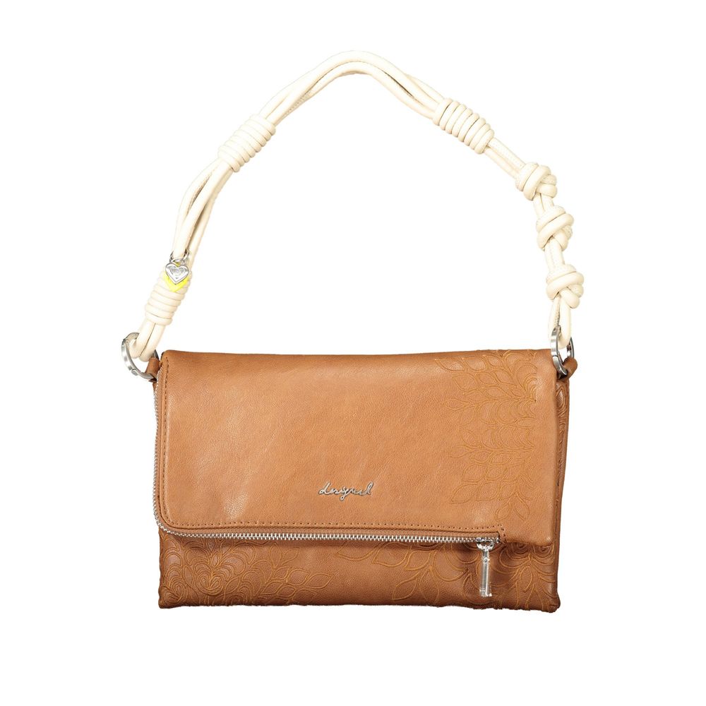 Handbag by Desigual for women in polyurethane brown features a signature silhouette, showcasing a secure and signature with versatile for a sophisticated look.