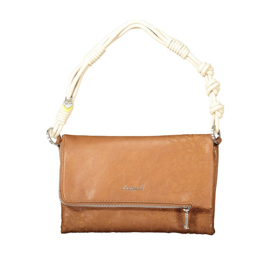 Handbag by Desigual for women in polyurethane brown features a signature silhouette, showcasing a secure and signature with versatile for a sophisticated look.