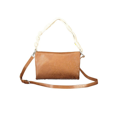 This Handbag by Desigual for women in polyurethane and brown presents a sculptural silhouette featuring a secure , ample , and versatile for a sculptural finish.