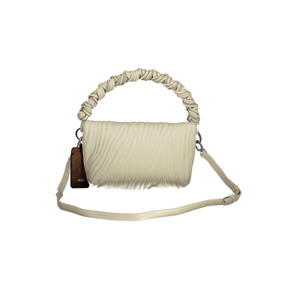 Handbag by Desigual for women in polyurethane white & signature features a ornamental silhouette, showcasing a secure , ample , and ornamental for a sophisticated look.