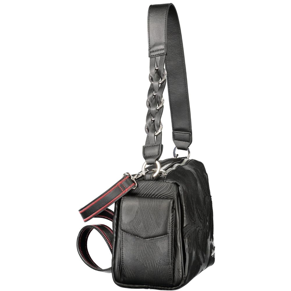 Handbag by Desigual for women in polyurethane black & signature features a refined silhouette, showcasing a secure , organized , and versatile for a refined finish.