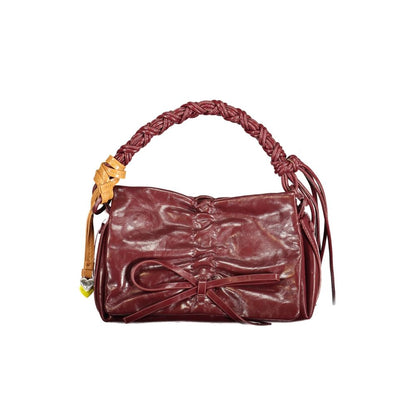 Mini Flap Handbag by Desigual for women in polyurethane burgundy & purple features a signature silhouette, showcasing a secure flap, zipper & magnetic and signature internal-pockets & cardholder with versatile shoulder-strap, adjustable-strap, detachable-strap & handle for a sophisticated look.