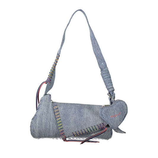 Shoulder Handbag by Desigual for women in denim cotton azzurro & signature features a signature silhouette, showcasing a secure zipper & magnetic and signature cardholder & coin-purse with versatile shoulder-strap for a sophisticated look.