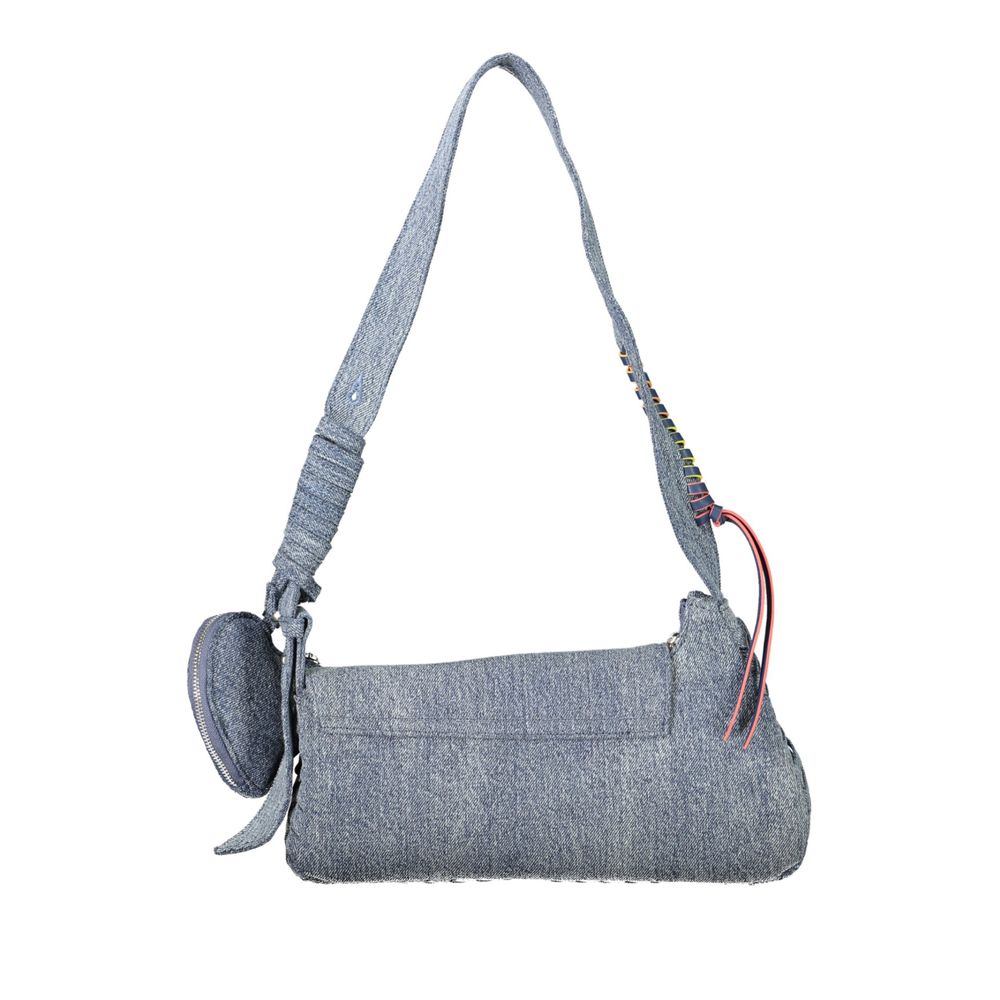 Shoulder Handbag by Desigual for women in denim cotton azzurro & signature features an refined silhouette, showcasing a secure zipper & magnetic, ample cardholder & coin-purse, and versatile shoulder-strap for a sophisticated refined aesthetic.