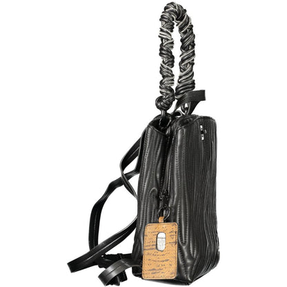Mini Backpack by Desigual for women in polyurethane black features a stately Ecru Helium Trokel Polyurethane Mini Backpack design, showcasing a secure zipper & magnetic, ample internal-pockets, and versatile shoulder-strap, backpack-strap, adjustable-strap, detachable-strap & handle for a stately finish.