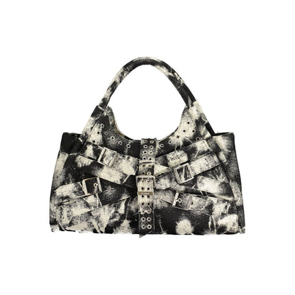 Handbag by Desigual for women in cotton black features a signature silhouette, showcasing a secure snap & zipper and signature internal-pockets & cardholder with versatile shoulder-strap, adjustable-strap & handle for a sophisticated look.