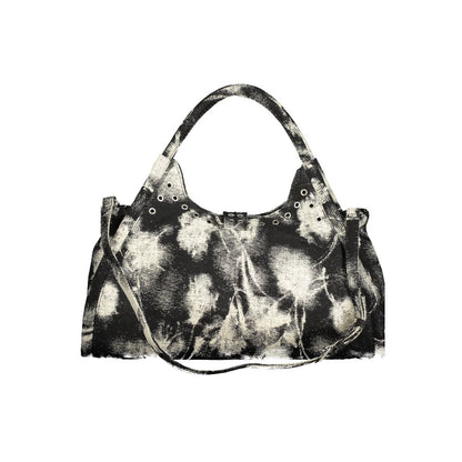 Handbag by Desigual for women in cotton black features a ornamental silhouette, showcasing a secure snap & zipper, ample internal-pockets & cardholder, and ornamental shoulder-strap, adjustable-strap & handle for a sophisticated look.