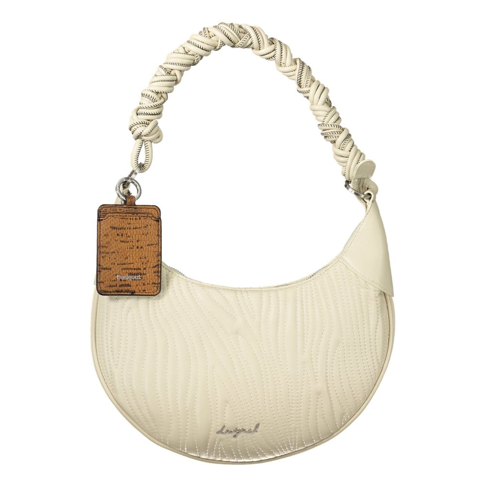 Handbag by Desigual for women in polyethylene white & signature features a signature silhouette, showcasing a secure zipper and signature internal-pockets with versatile shoulder-strap, adjustable-strap & handle for a sophisticated look.