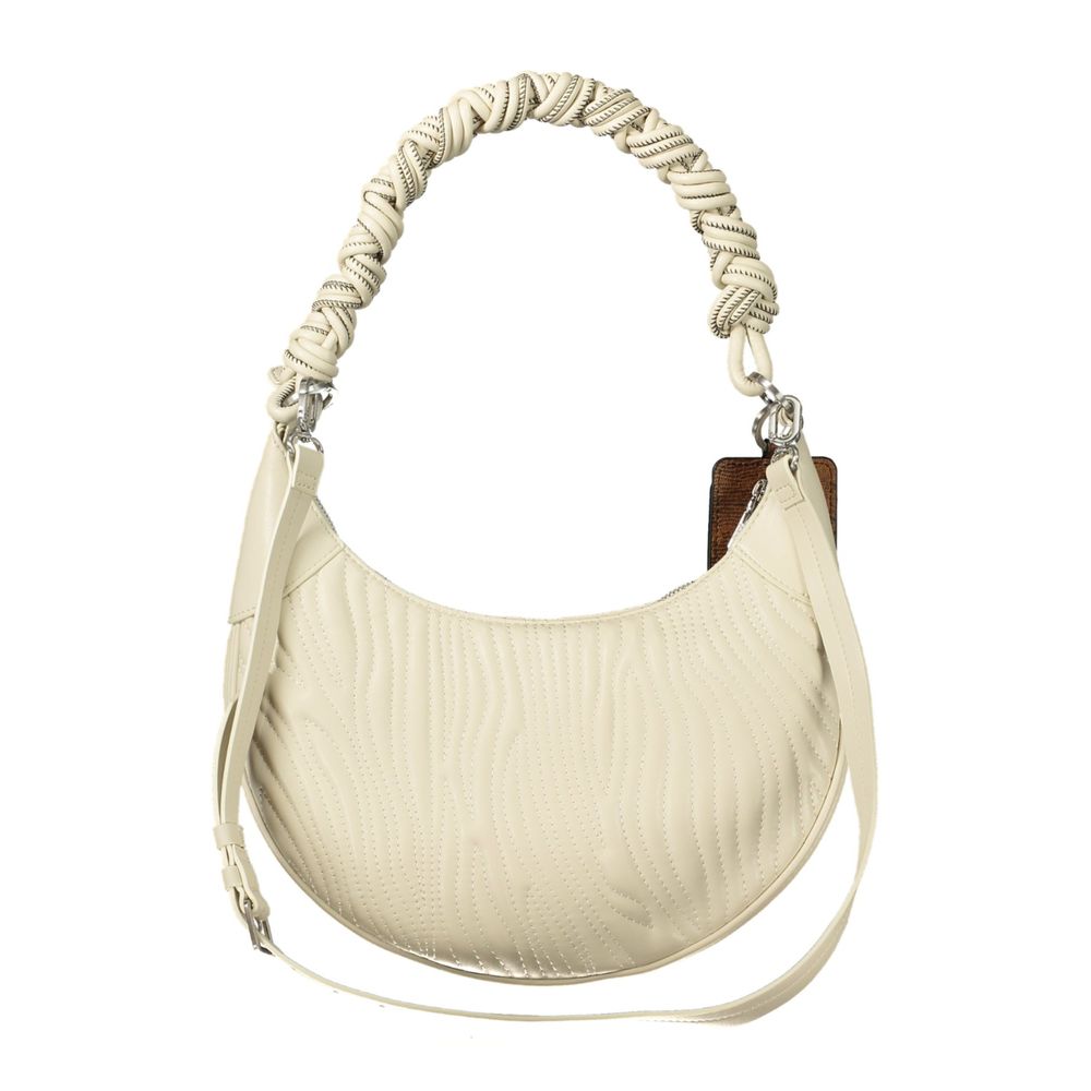 This Handbag by Desigual for women in polyethylene and white & signature presents a sculptural silhouette featuring a secure zipper, ample internal-pockets, and versatile shoulder-strap, adjustable-strap & handle for a sculptural finish.