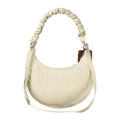 This Handbag by Desigual for women in polyethylene and white & signature presents a sculptural silhouette featuring a secure zipper, ample internal-pockets, and versatile shoulder-strap, adjustable-strap & handle for a sculptural finish.
