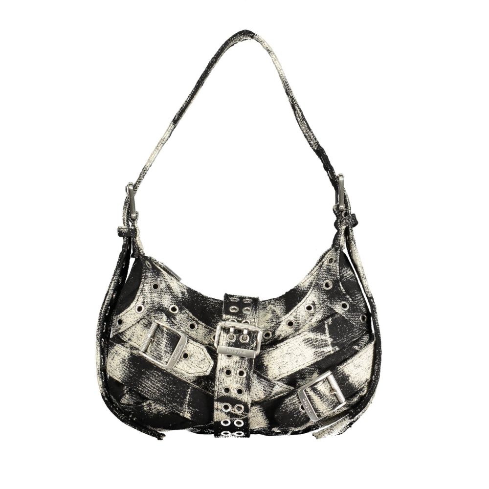 Mini Handbag by Desigual for women in cotton black & signature features a signature silhouette, showcasing a secure zipper & magnetic and signature internal-pockets with versatile adjustable-strap & handle for a sophisticated look.