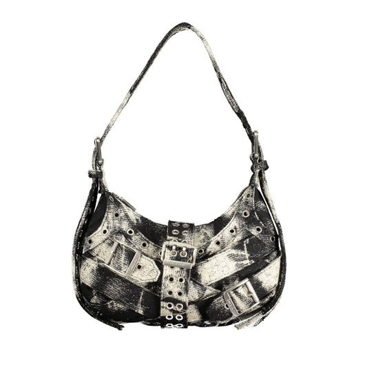 Mini Handbag by Desigual for women in cotton black & signature features a signature silhouette, showcasing a secure zipper & magnetic and signature internal-pockets with versatile adjustable-strap & handle for a sophisticated look.
