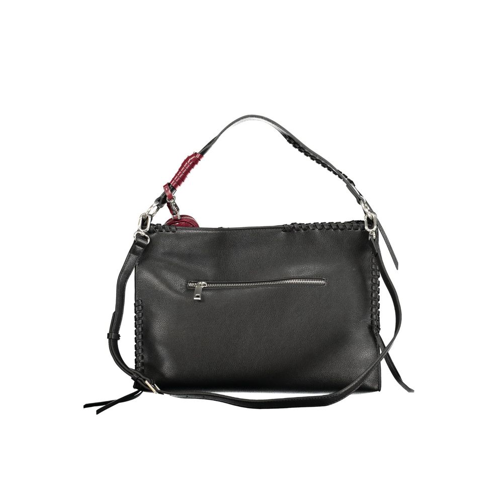Handbag by Desigual for women in polyethylene black & signature presents a ornamental silhouette, showcasing a secure zipper, ample removable-pouch, external-pockets, internal-pockets, cardholder & coin-purse, and versatile shoulder-strap, adjustable-strap & handle for a ornamental finish.