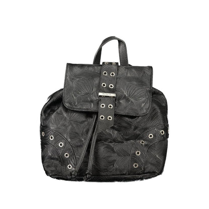 Drawstring Backpack by Desigual for women in polyethylene black features a refined silhouette, showcasing the Moonstone Prisa Polyethylene Drawstring Backpack design with a secure drawstring, ample external-pockets & internal-pockets, and versatile handle, backpack-strap & adjustable-strap.