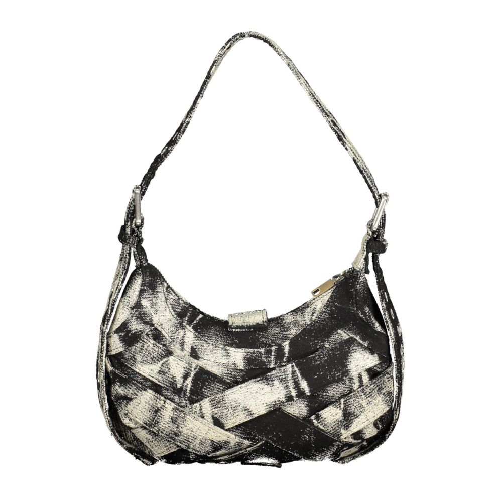 Mini Handbag by Desigual for women in cotton black & signature features an refined silhouette, showcasing a secure zipper & magnetic, ample internal-pockets, and versatile adjustable-strap & handle for a sophisticated refined aesthetic.