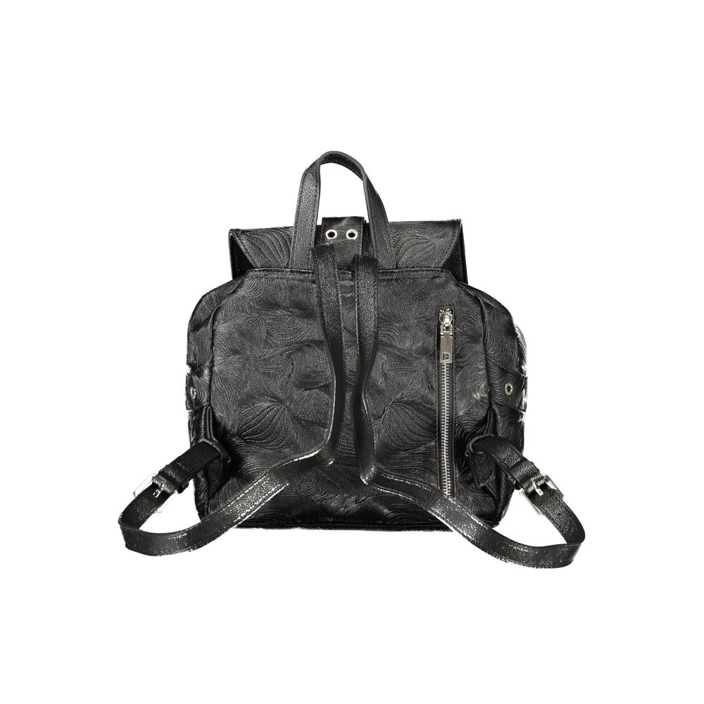 Drawstring Backpack by Desigual for women in polyethylene black features a refined silhouette, showcasing the Moonstone Prisa Polyethylene Drawstring Backpack design with a secure drawstring, ample external-pockets & internal-pockets, and versatile handle, backpack-strap & adjustable-strap.