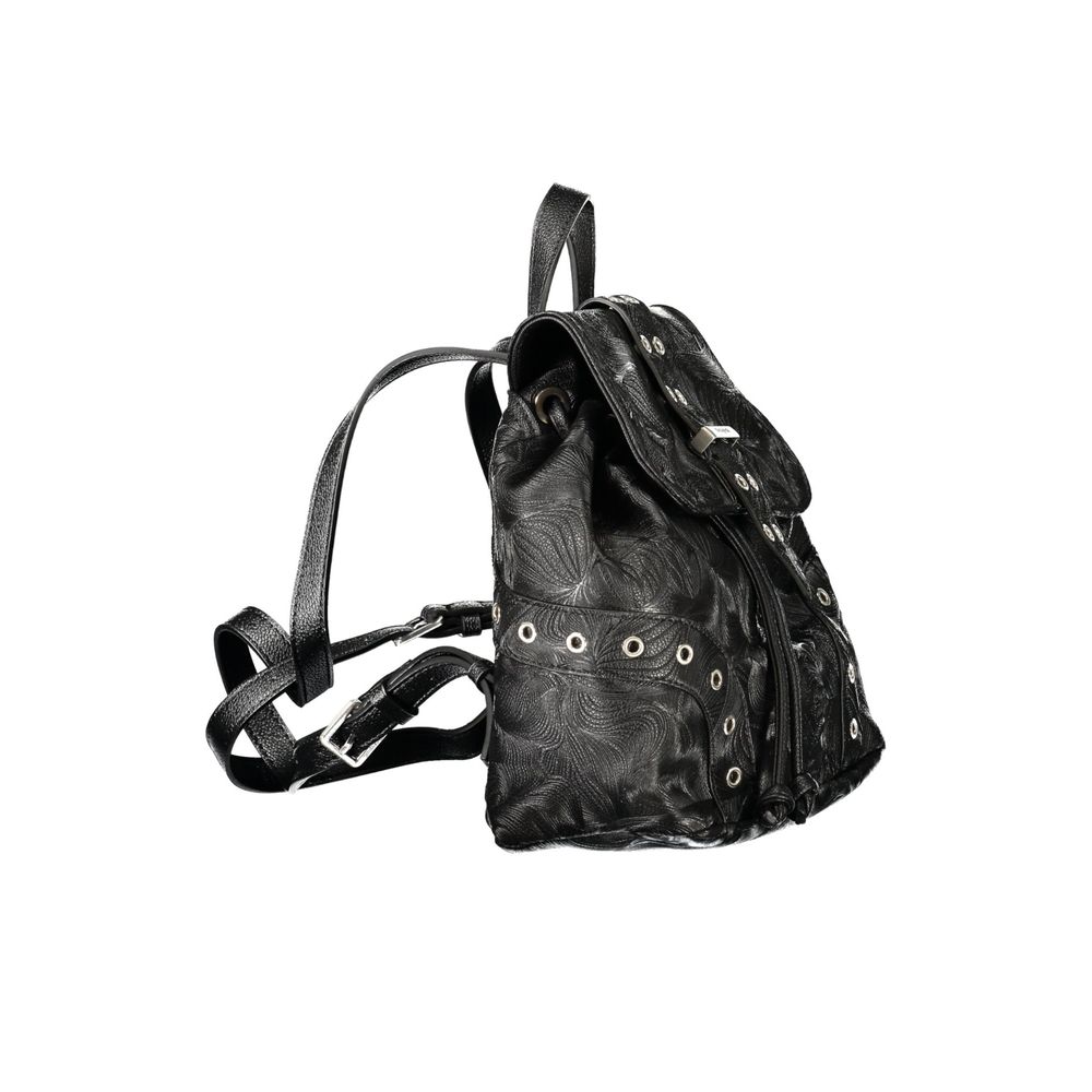 Drawstring Backpack by Desigual for women in polyethylene black showcases a stately Moonstone Prisa Polyethylene Drawstring Backpack design, featuring a secure drawstring with stately external-pockets & internal-pockets and versatile handle, backpack-strap & adjustable-strap.