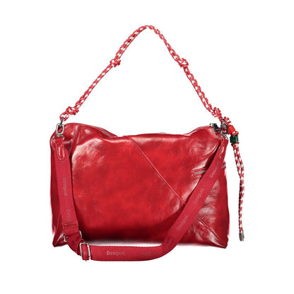 Handbag by Desigual for women in polyethylene red features an refined silhouette, showcasing a secure zipper, ample external-pockets, internal-pockets & cardholder, and versatile shoulder-strap, adjustable-strap & handle for a sophisticated refined aesthetic.