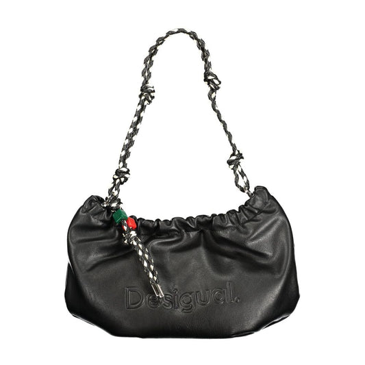 Crossbody Satchel Handbag by Desigual for women in polyethylene black features a ornamental silhouette, showcasing a secure zipper, ample internal-pockets & cardholder, and ornamental crossbody-strap, shoulder-strap, adjustable-strap & handle for a sophisticated look.
